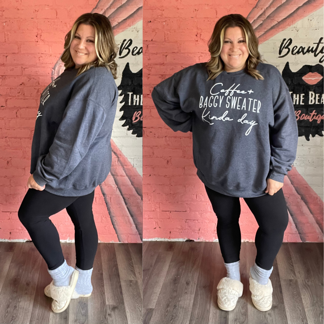 Coffee and Baggy Sweater Sweatshirt