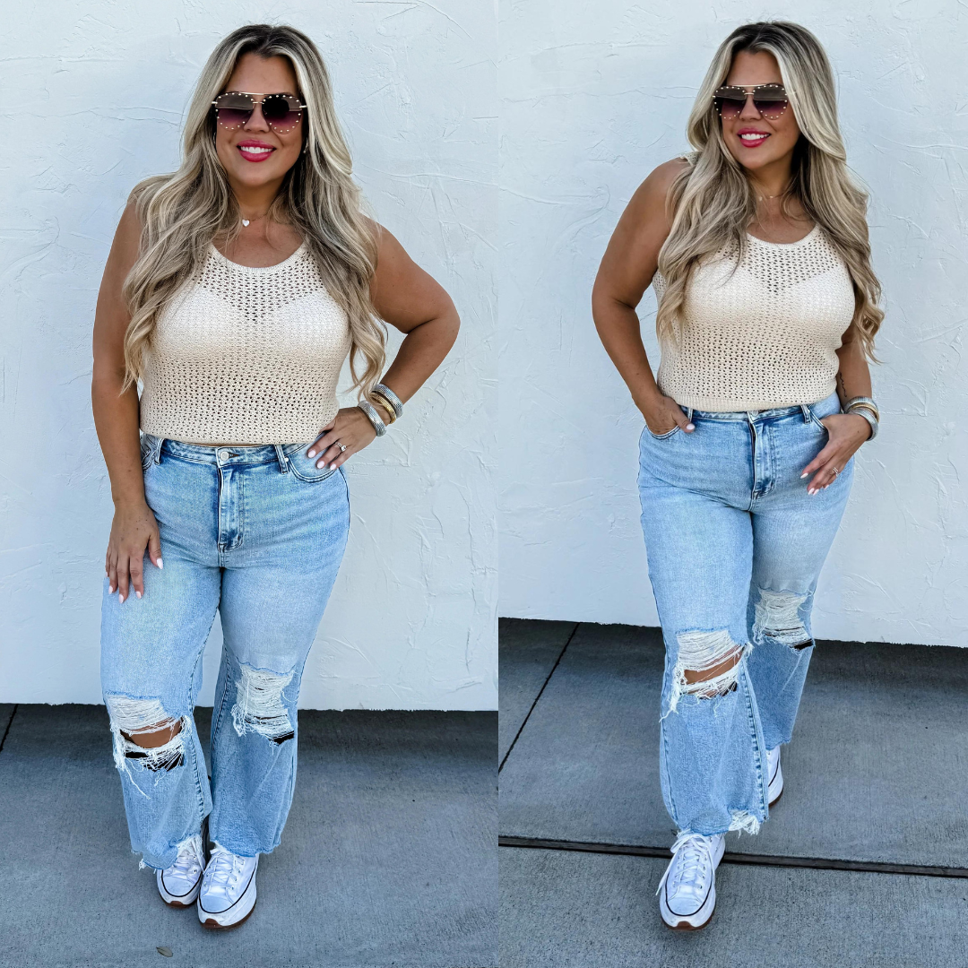 Blakeley Light wash Distressed Crop Jeans