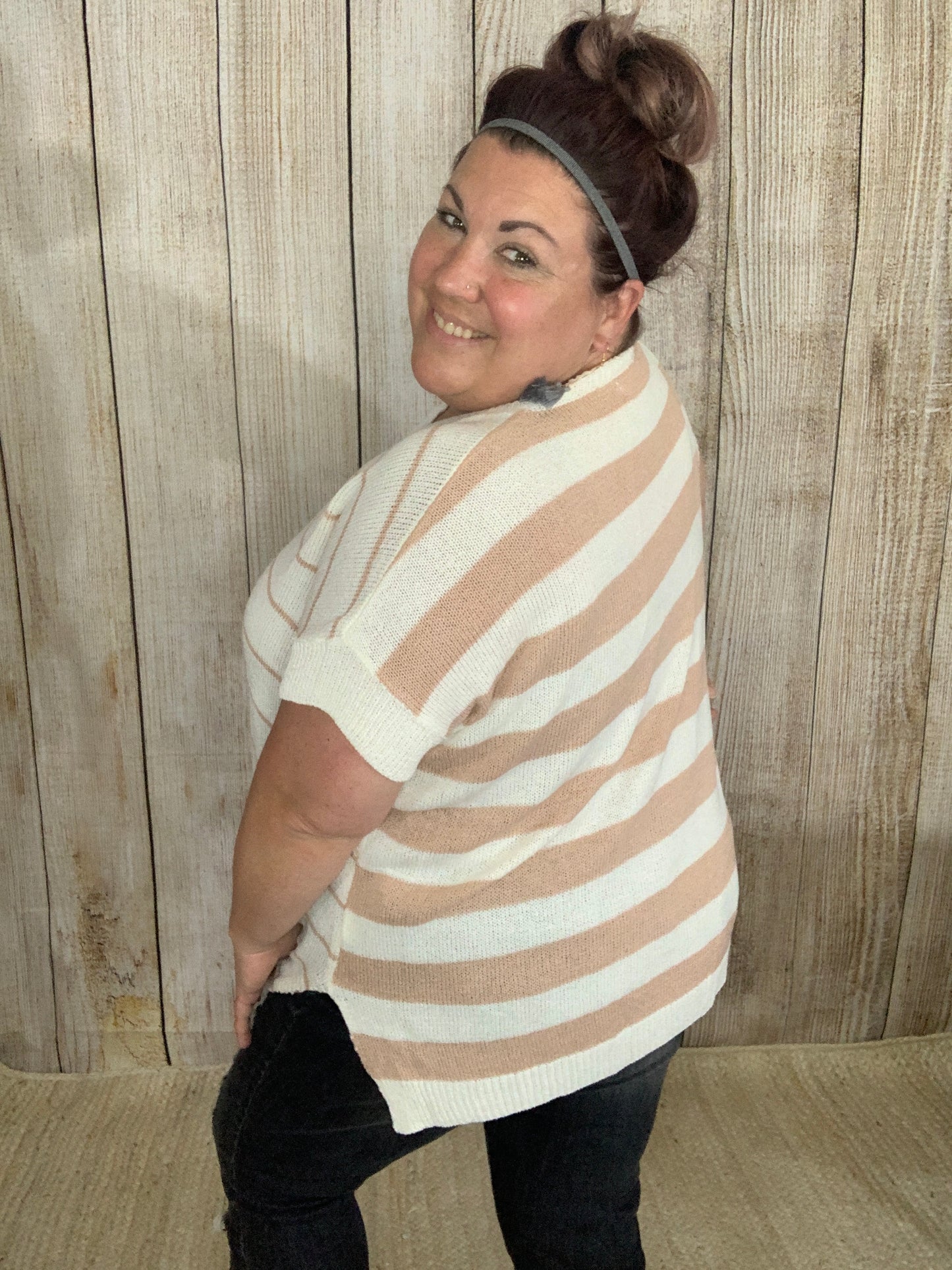 Mocha Stripe Knit Top