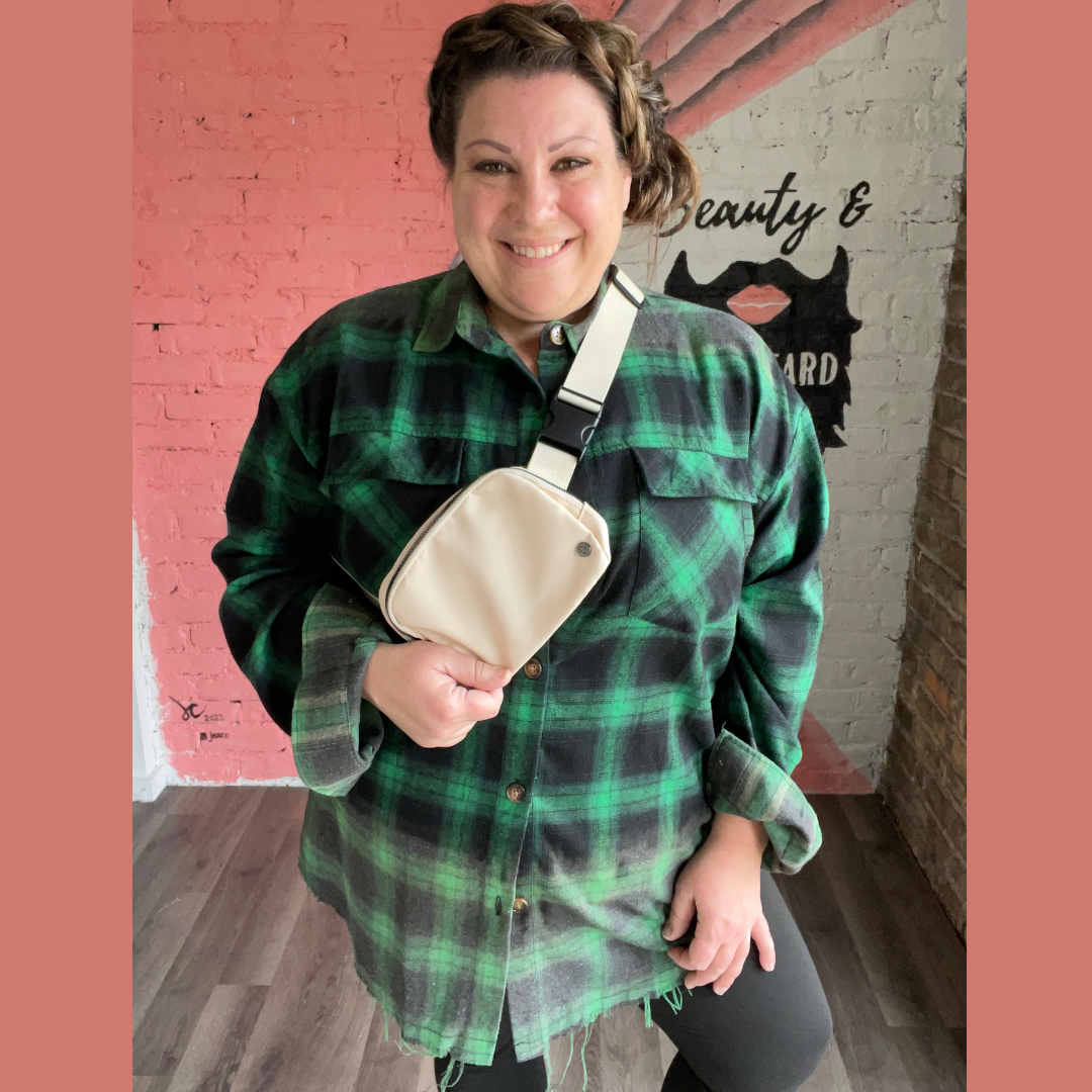 Green Ombre Bleached Plaid