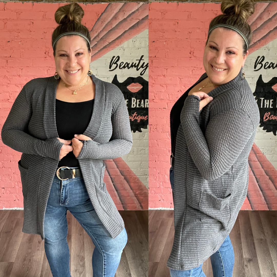 Charcoal Lola Cardigan with thumb-holes