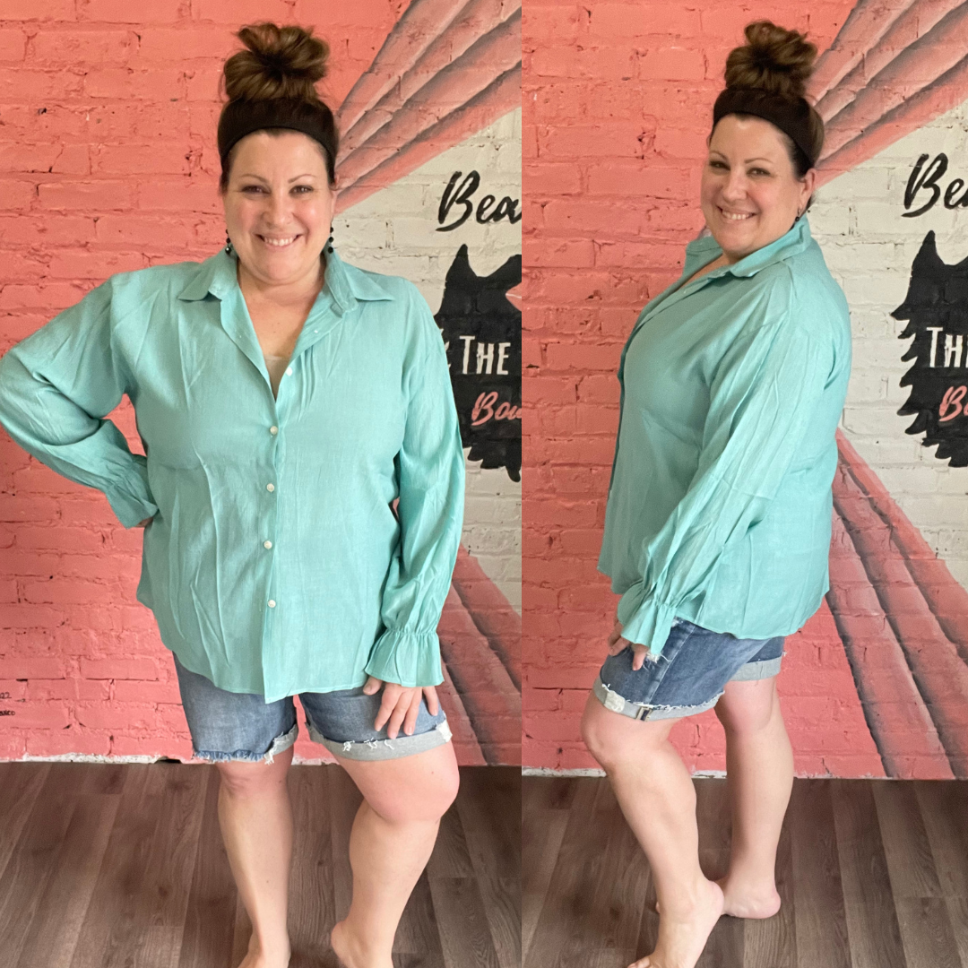 Georgia Gauzy Button Down Bell Sleeve