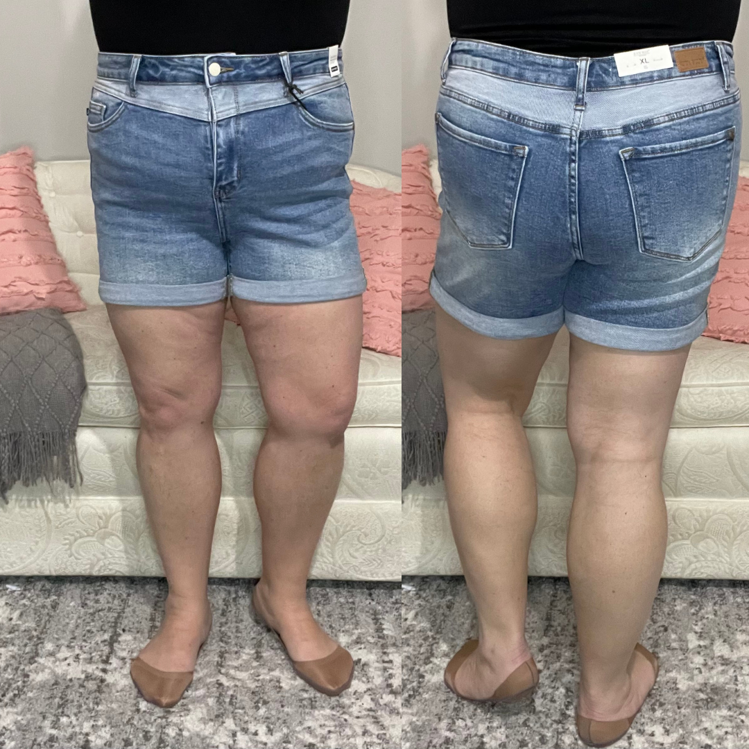 Judy Blue High Waisted 2-Tone Yoke Shorts