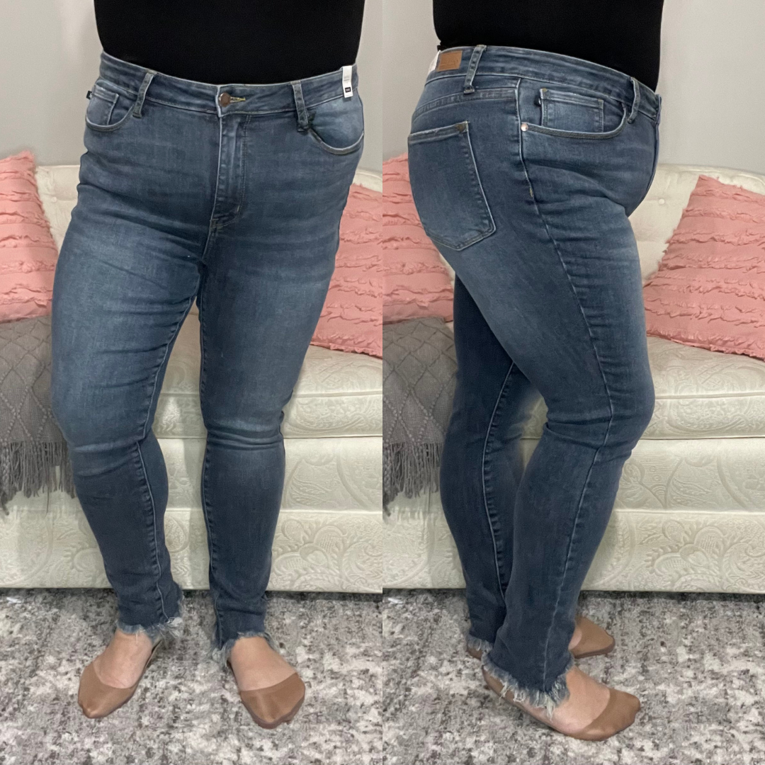 Judy Blue Shark Bite Hem Skinny Jeans