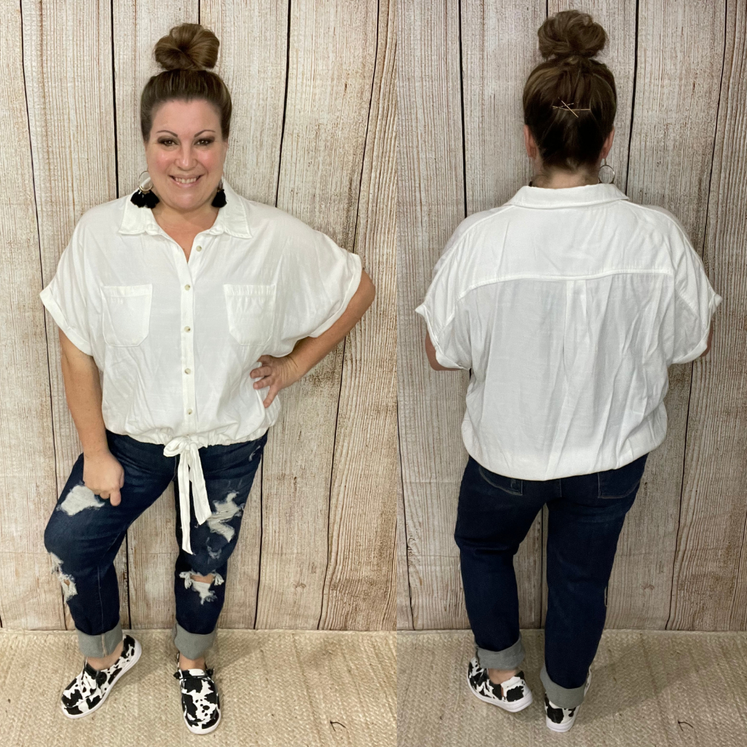 Button Down Tie Front Top