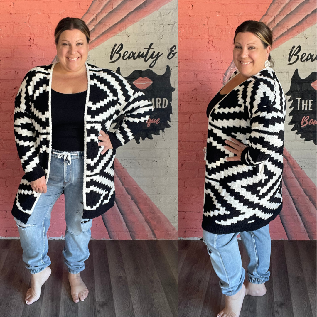 Black & White Aztec Cloud Cardigan