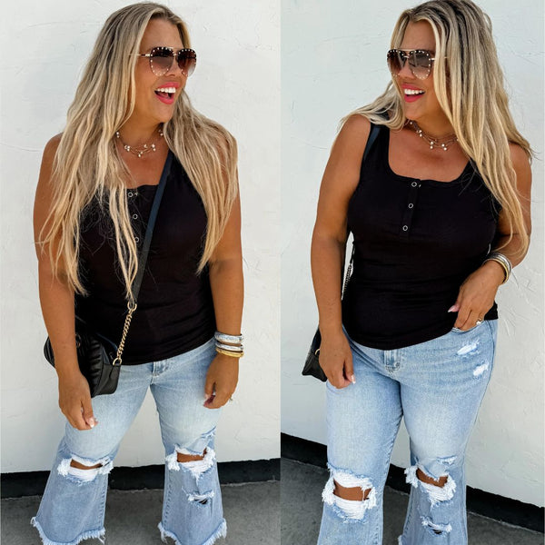 Brandee Snap Henley Tank Top