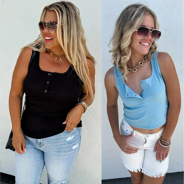 Brandee Snap Henley Tank Top