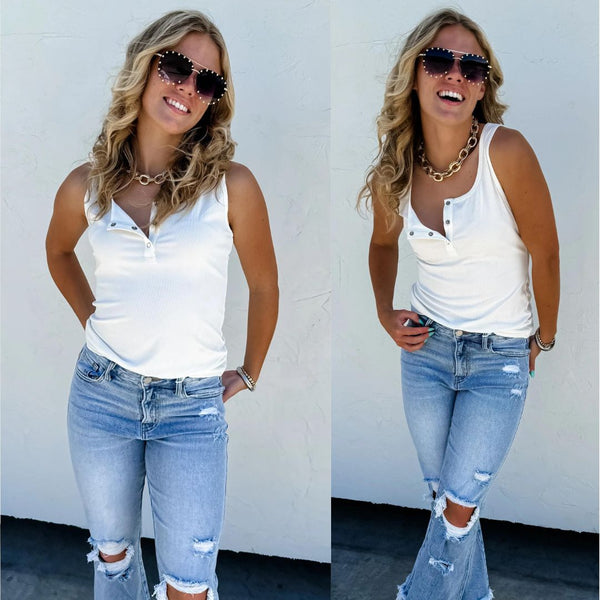 Brandee Snap Henley Tank Top