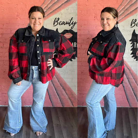 Layla Buffalo Plaid Sequin Corduroy Shacket