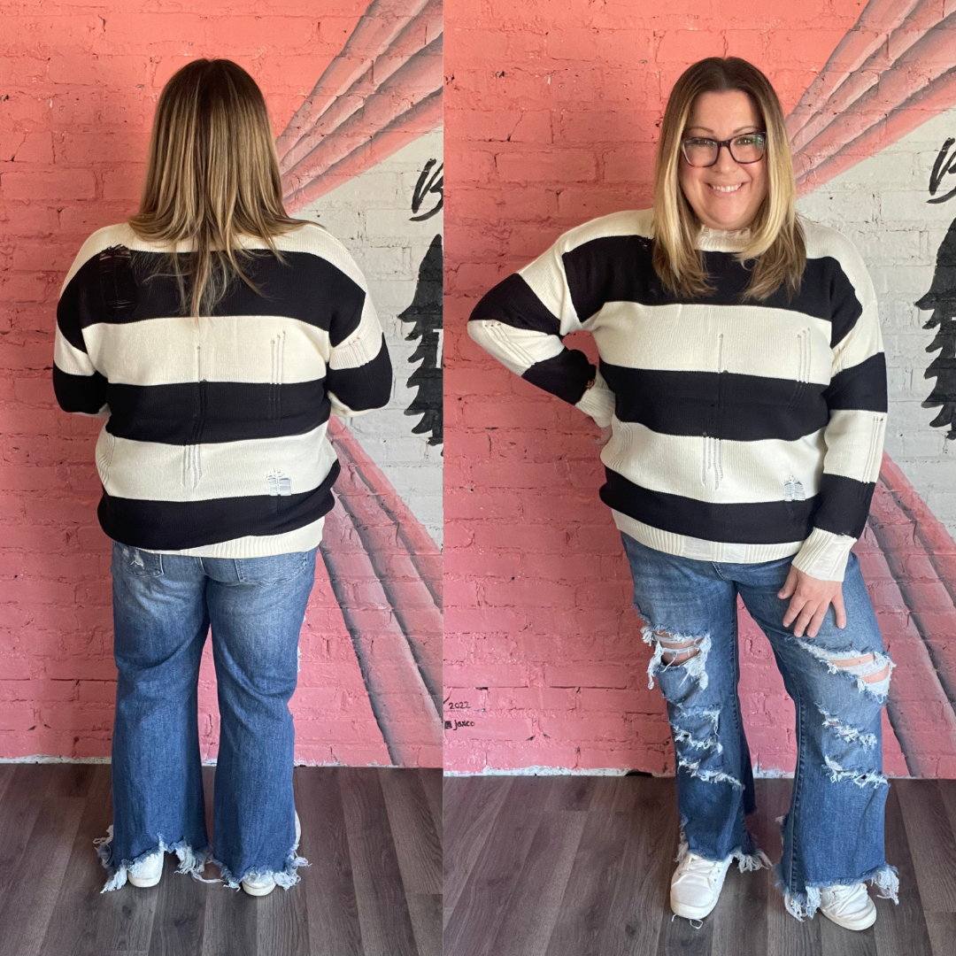 Finley Striped Distressed Top