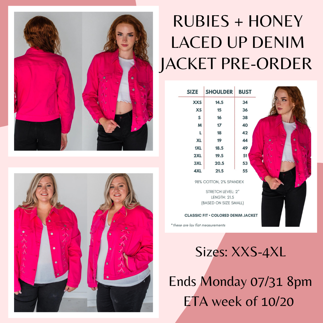 Rubies + Honey Magenta Laced Up Denim Jacket Pre-Order