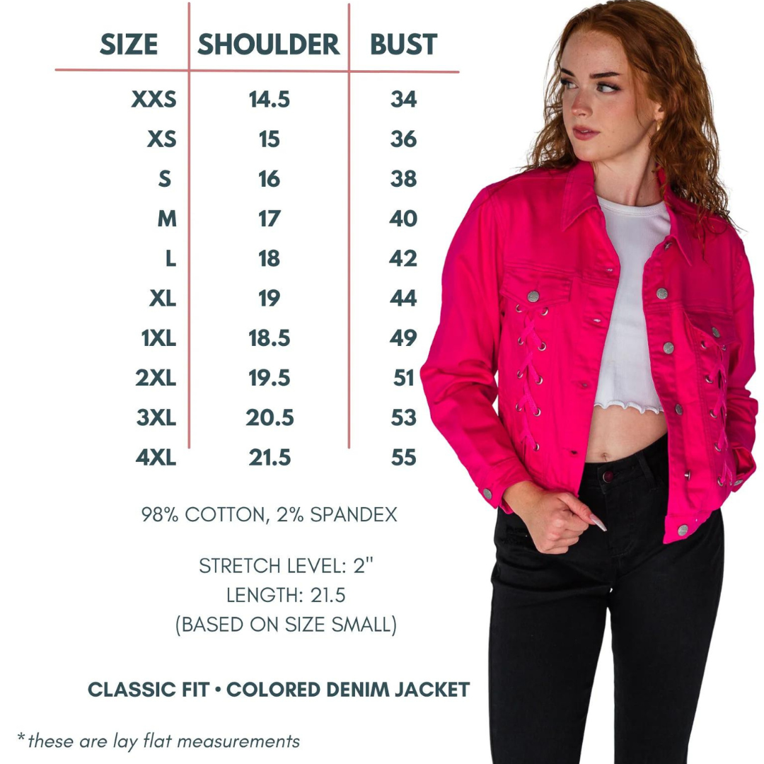 Rubies + Honey Magenta Laced Up Denim Jacket Pre-Order