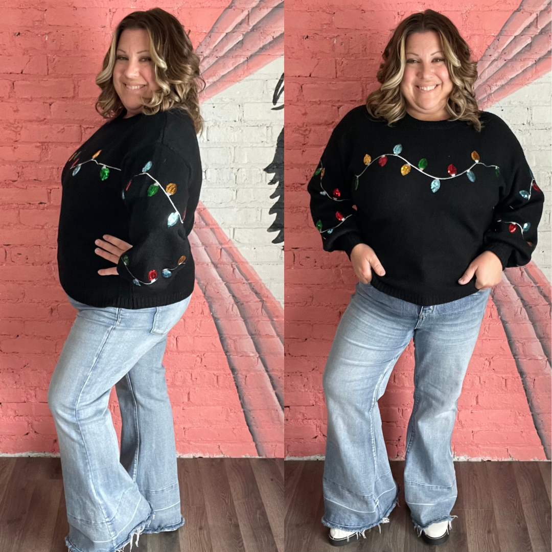 Noel Sequin Bell Sleeve Sweater