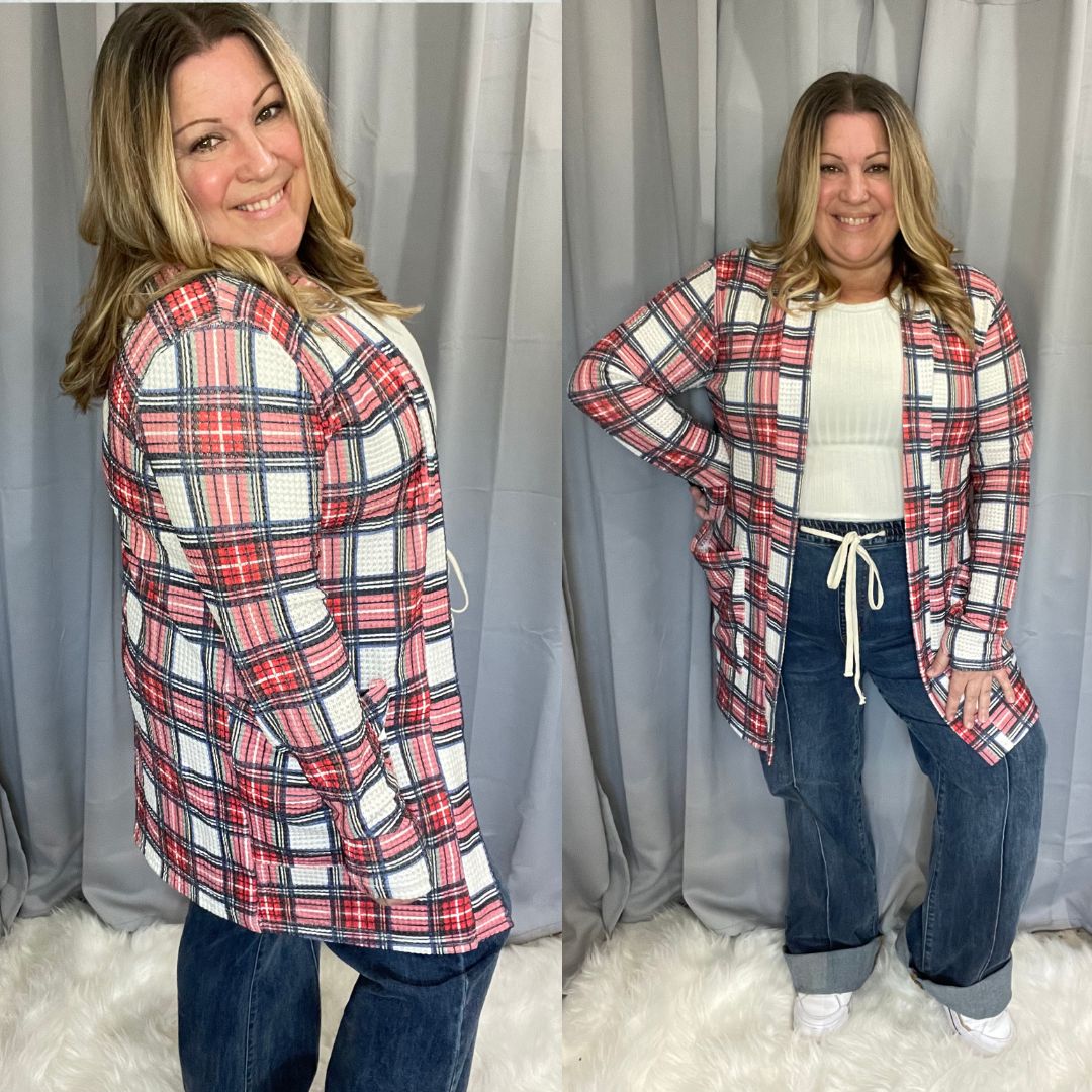 Plaid Lola Cardigan with Thumbholes