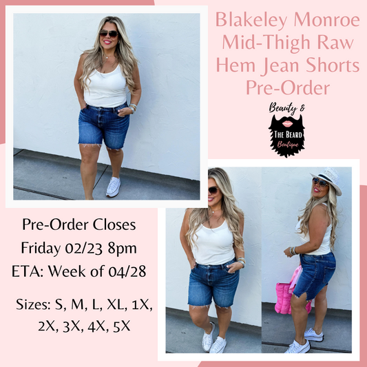 Blakeley Monroe Mid Thigh Raw Hem Jean Shorts