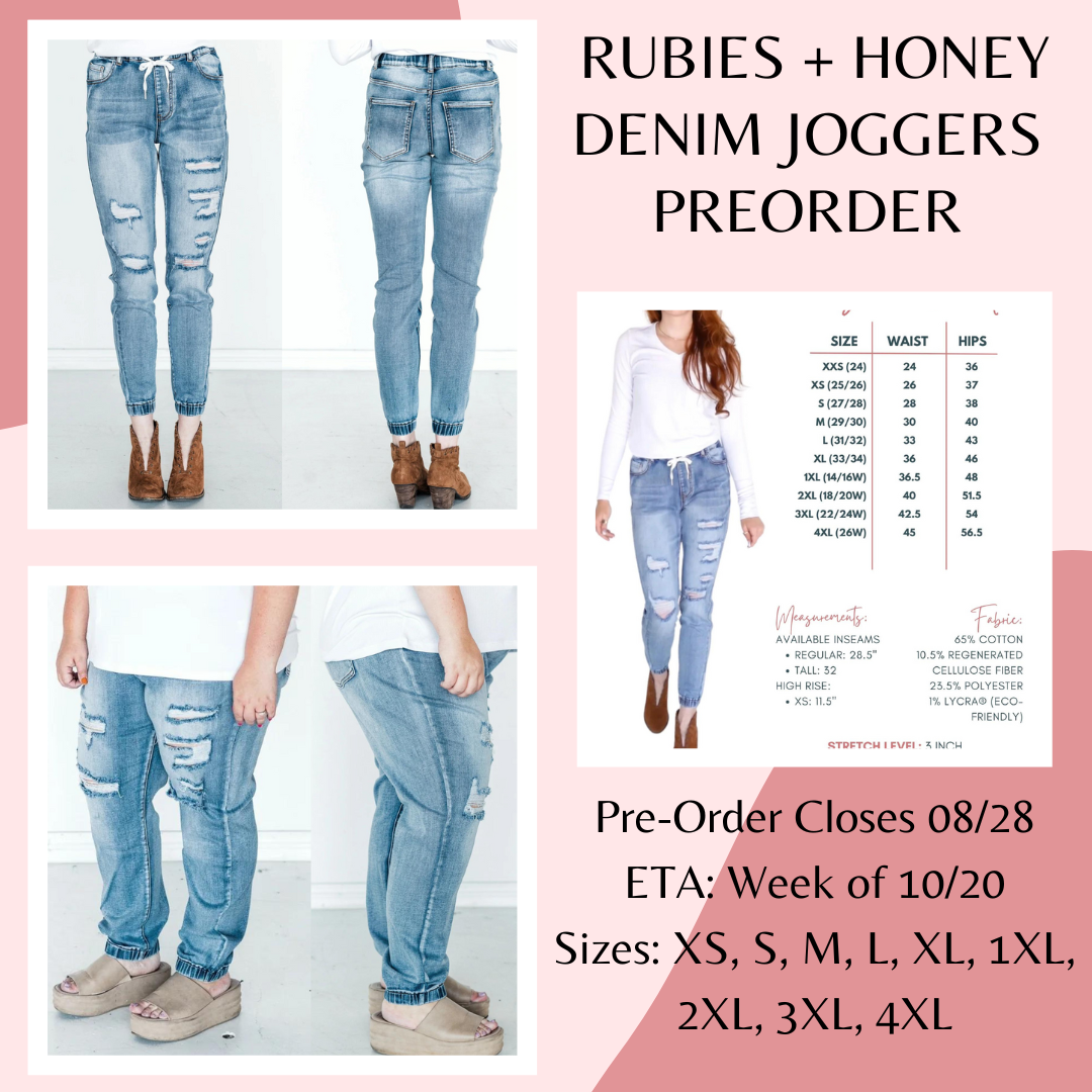 Rubies + Honey High Rise Distressed Joggers Pre-Order