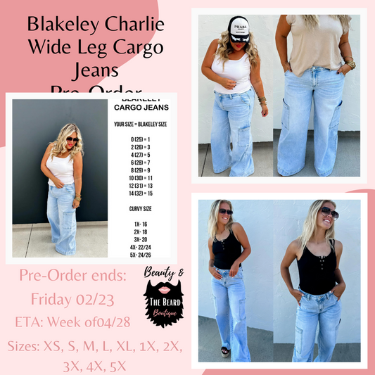 Blakeley Charlie Wide Leg Cargo Jeans Pre-Order