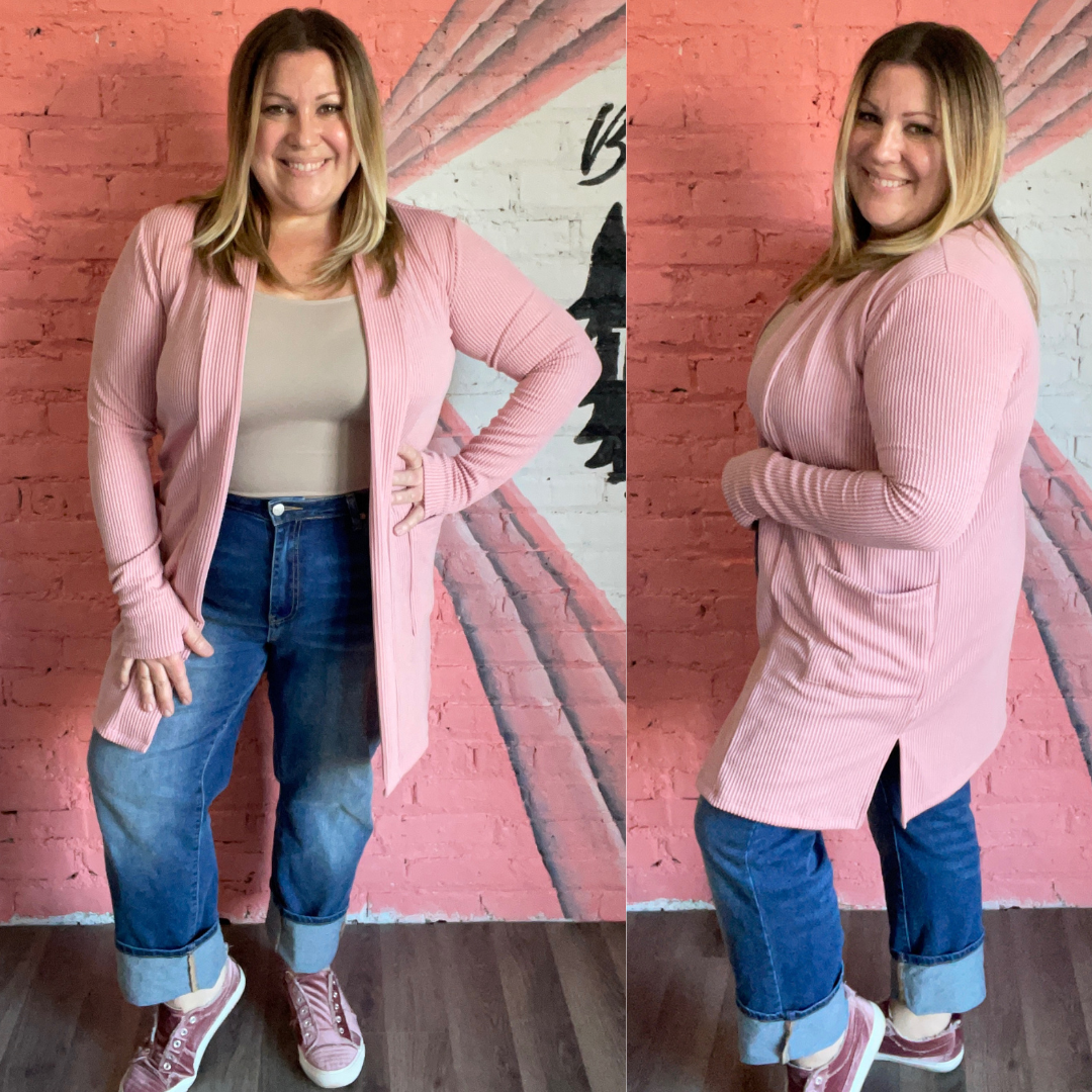 Reese Ribbed Cardigan Candy Heart Pink