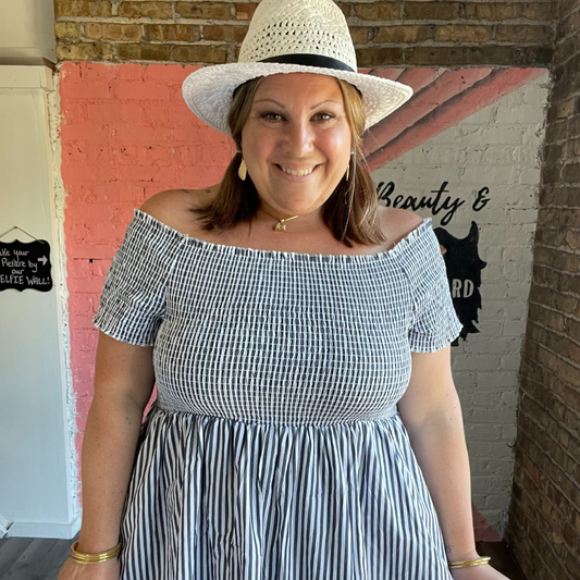 Hadley Smocked Navy Stripe Dress