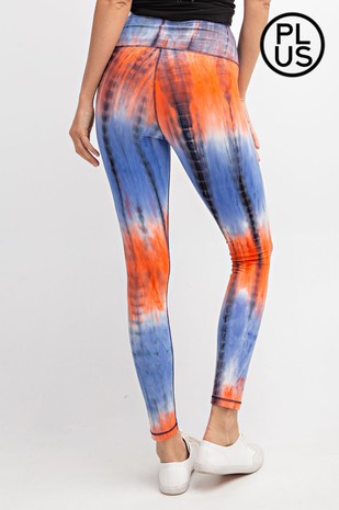 Blue and Orange Tie Dye Leggings