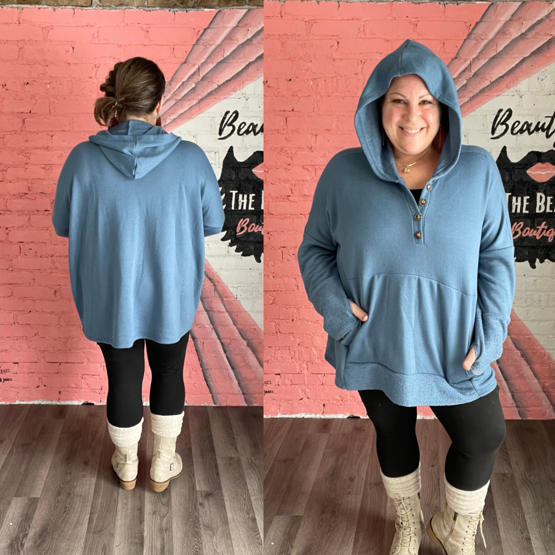 Poncho Hoodie with thumbholes