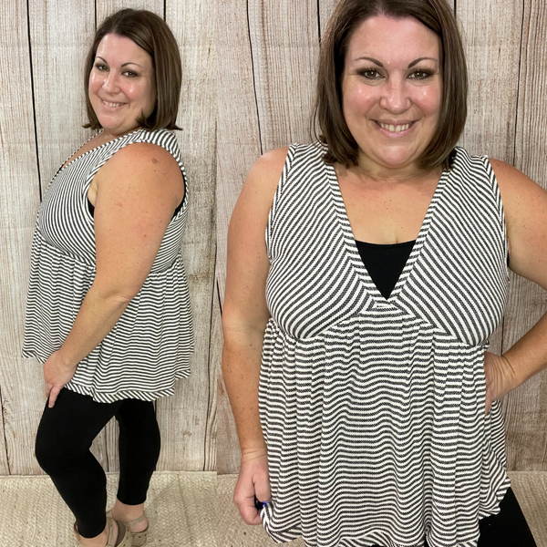 Knit Striped Baby Doll Top