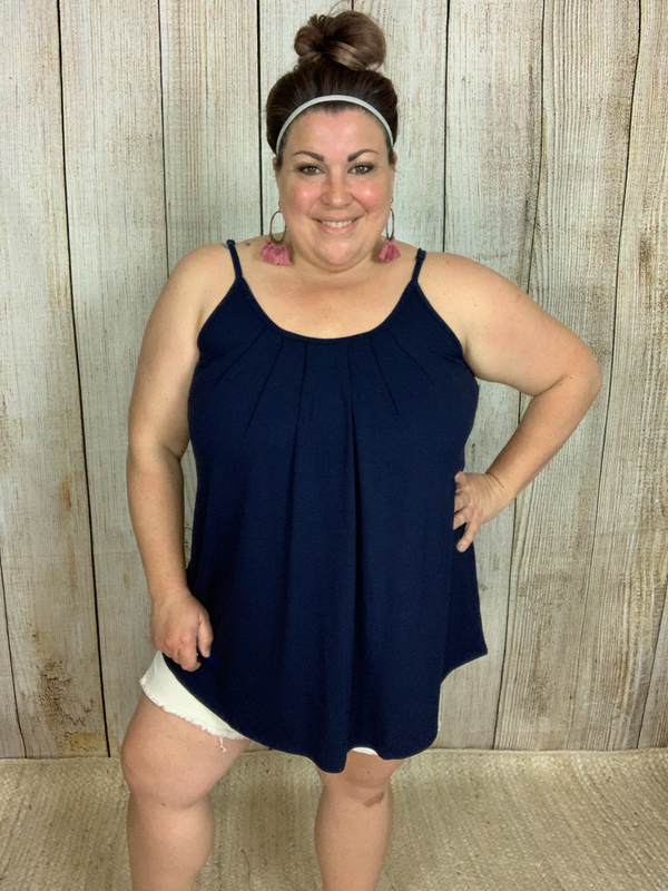 Navy Pleated Cami